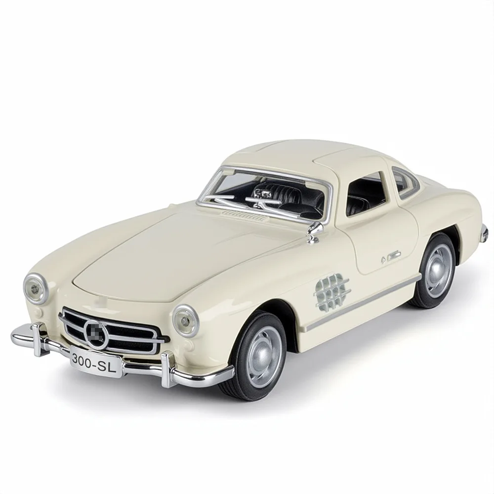 Modèle de voiture Miniature Vintage 300SL, échelle 1:32, jouets en alliage moulé sous pression, son et lumière, portes ouvertes, modèle d'ornement pour enfants, cadeaux