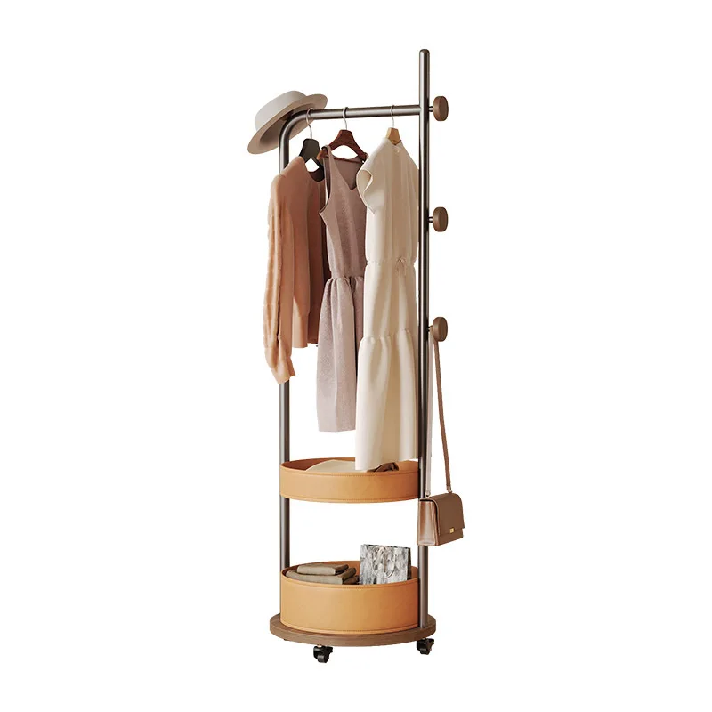 

Small coat rack floor-to-ceiling bedroom walnut hanger clothes storage rack