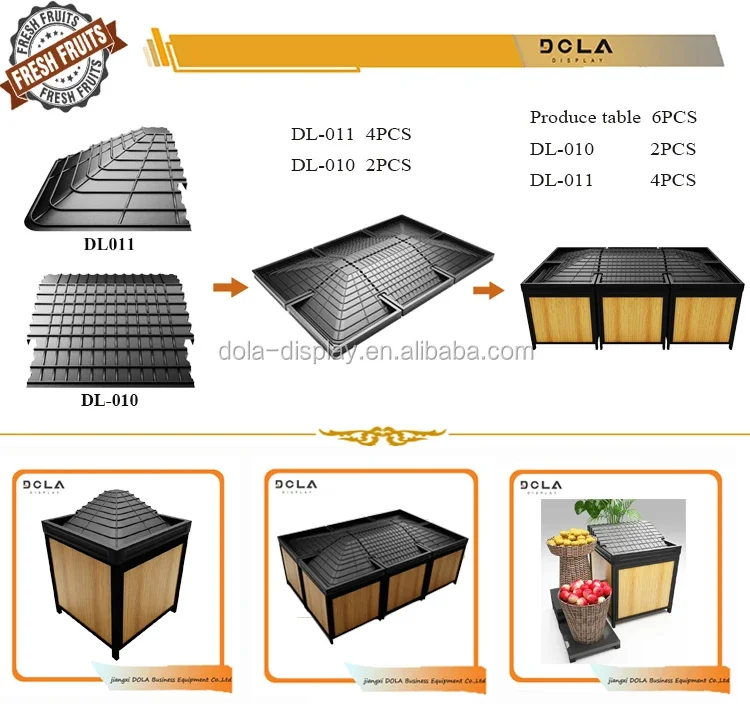 Supermarket  Shelves Wood Fruit Rack Display Shelf and Vegetable Stand with Step Riser Equipment Furniture Retail Store