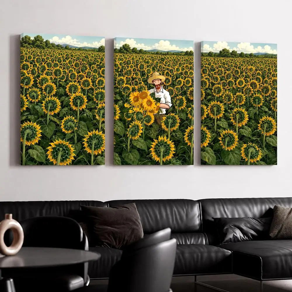 V-Van Gogh Aesthetic Art Framed Wall Painting Ready to Hang Canvas Wall Art Poster for Bedroom Living Room Home Decor Gift