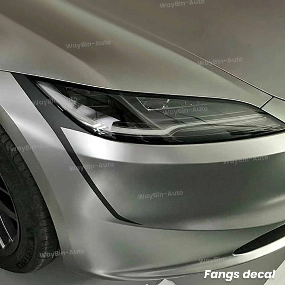 Tesla Model 3 Highland 2024 pegatina de coche tiras de faros parachoques Fang sombra calcomanías decoración accesorios exteriores de coche