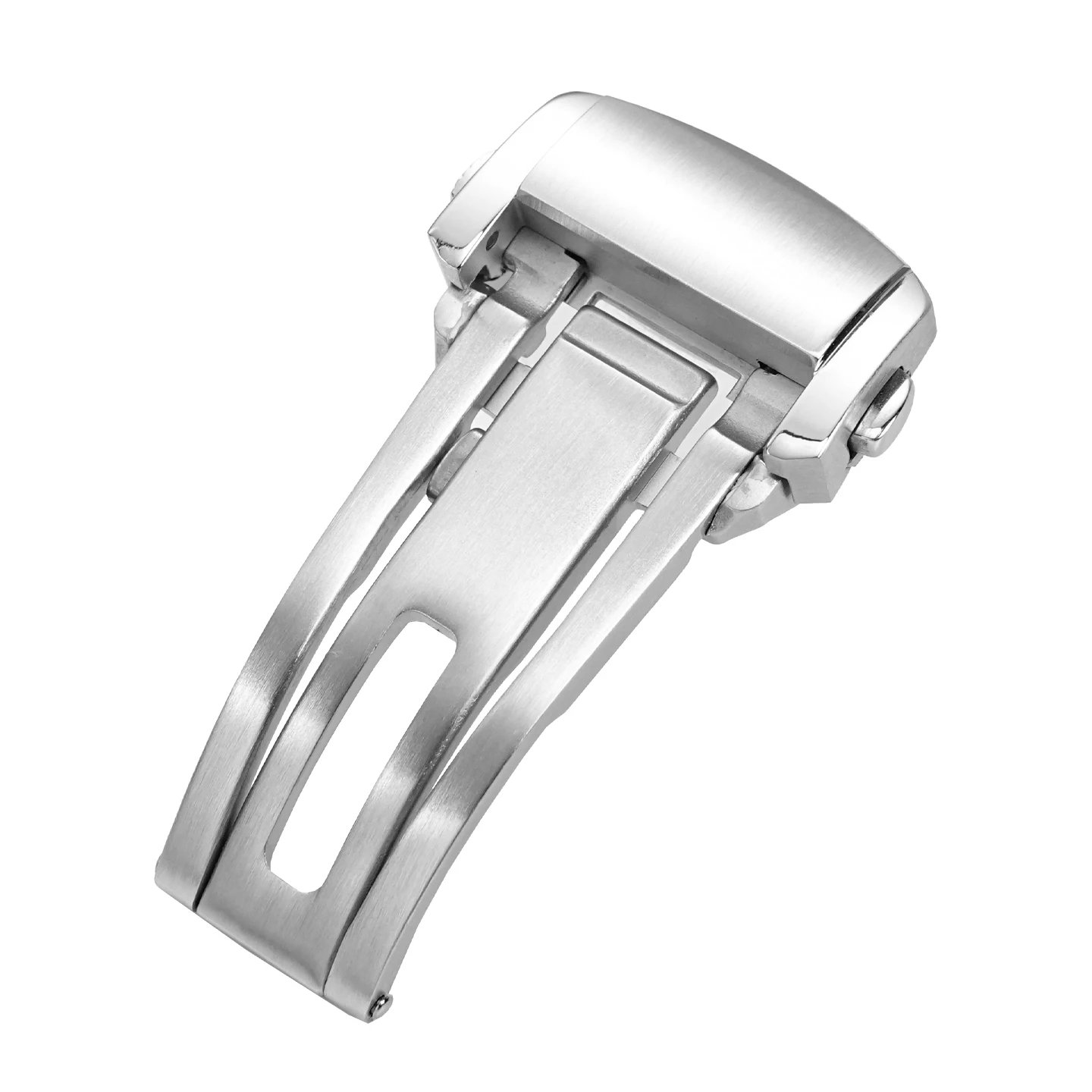 롱진용 18mm 조절 가능한 버터플라이 디플로이먼트 시계 버클 304L 솔리드 스테인리스 스틸 버클 메탈 클라스프 실버 시계 버튼