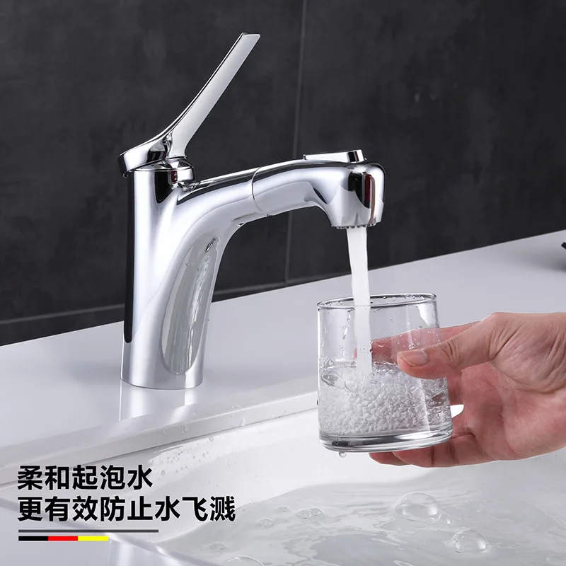 

Washing Basin Pull Basin Faucet Grey Bathroom Hot and Cold Faucet