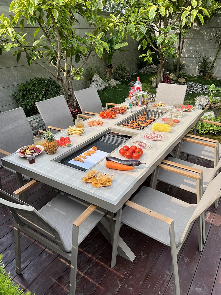 Outdoor Chinese aluminum alloy household barbecue table