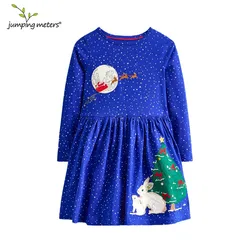 Jumping Meters Hot Christmas Girls Dresses Santa Claus New Years Party Kids Girls Costume Autumn Winter Toddler Frocks Clothing
