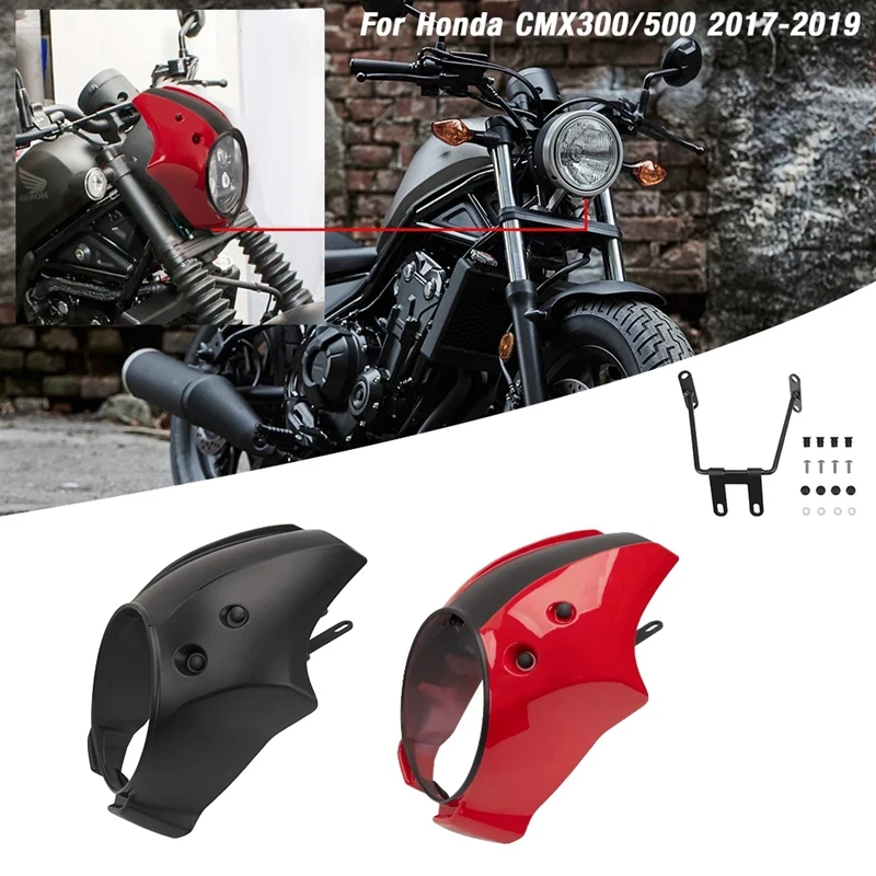 

For Honda Rebel CMX300 CMX500 2017 2018 2019 Motorcycle Headlight Fairing Front Cowl Mask Cover Fork Windshield