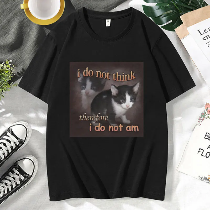 Cute Cat Print Unisex T-shirt Men Women Fashion Funny Popular T-shirt Harajuku Spring Summer Loose Short Sleeve Tees Sweatshirts