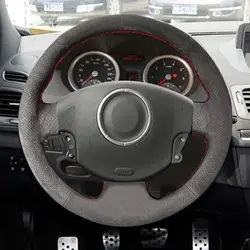 Suede Perforated Leather Cover For Renault Megane 2 2003-2008 Kangoo 2008 Scenic 2 2003-2009 Car Inner Steering Wheel Cover Trim