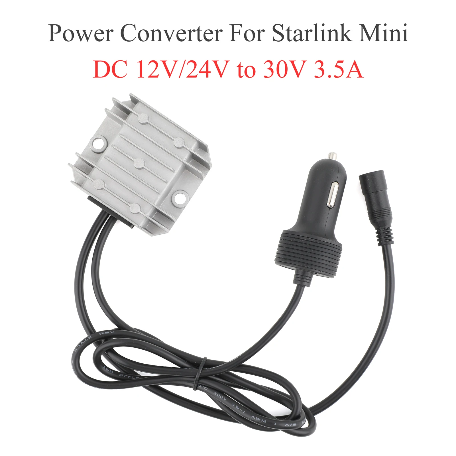 

For Starlink MINI 12/24V to 30V 3.5A DC Upgraded version power converter car charger to DC female+extension cable 3/5/10/20m