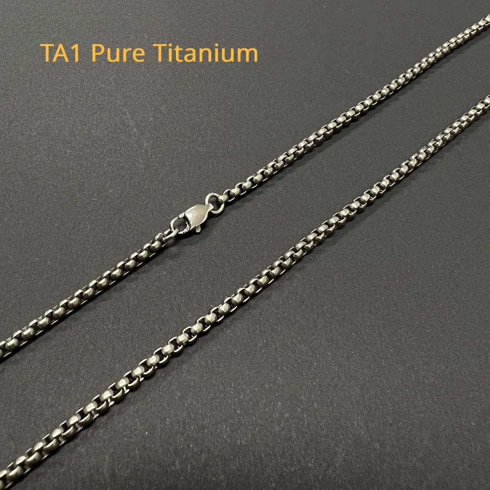 New 3mm TA1 Pure Titanium Square Box Chain Necklaces Men Women Unisex NO Allergic Skin Care Health Chain New Year Jewelry Gifts