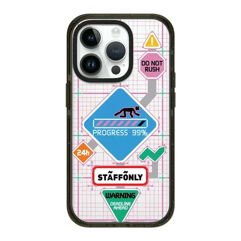 

2.0 Acrylic Upgrade Border Traffic Sign Phone Case Cover for iPhone 11 12 13 14 15 Pro Max Case for iPhone 15 ProMax