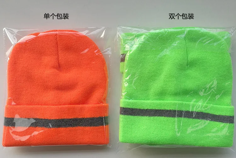 Reflektierende Strickmütze, Sicherheitsmütze für Erwachsene, hohe Sichtbarkeit, Neon-Winter-Strickmütze mit Herren und Damen für Nachtlaufsport – Detail 15