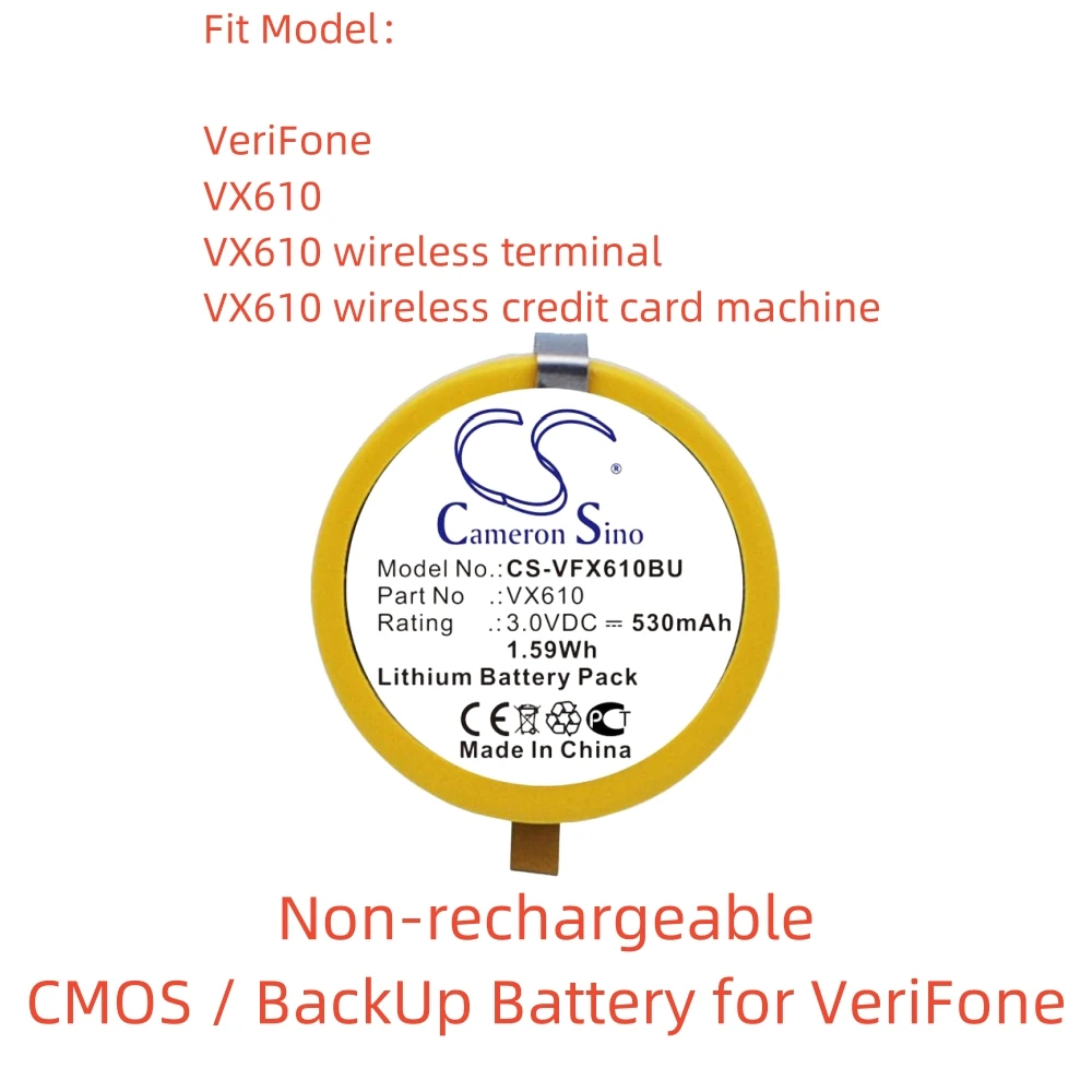 Nicht wiederauf ladbare Lithium batterie für Verifone cmos/Backup. 3,0 V,530mAh, vx610 drahtloses Kreditkarten gerät