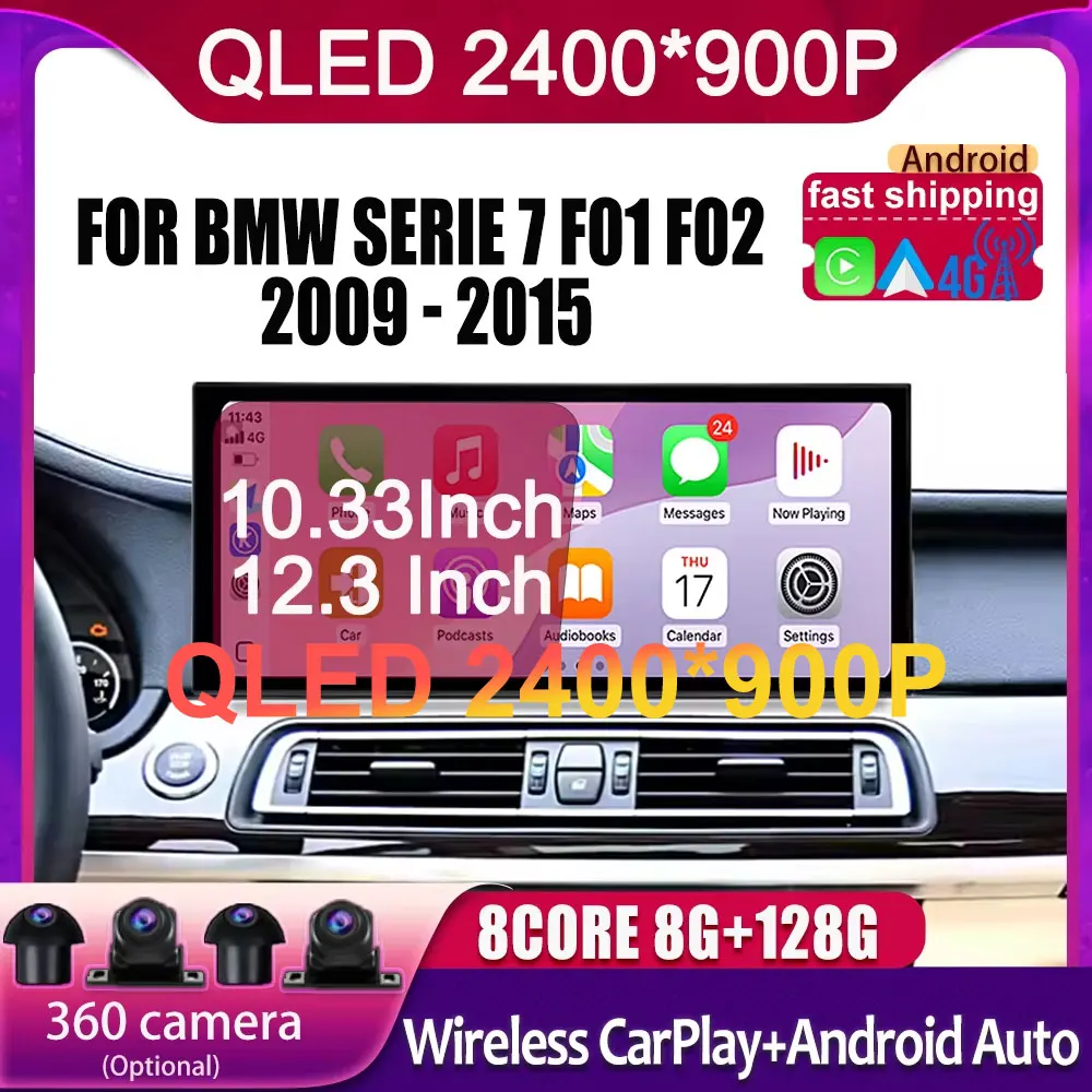 

12.3Inch Car Radio For BMW Serie 7 F01 F02 2009-2015 Android 14 Car Accessory Carplay Monitor Multimedia Player Head Unit BT 4G