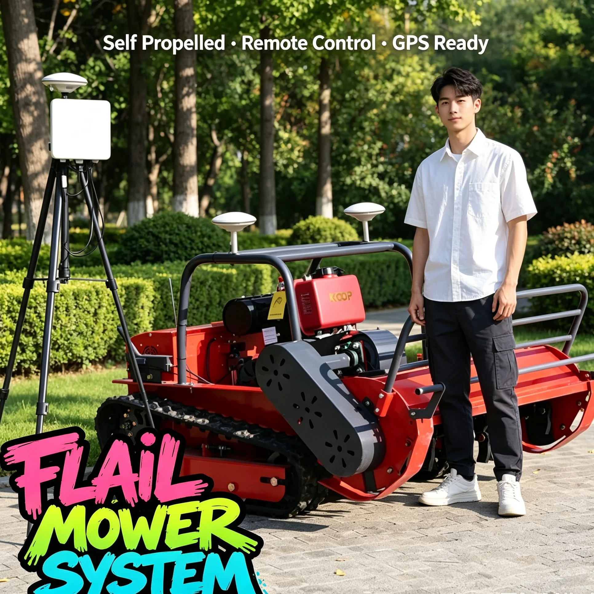 Customized Cordless Electric RC Lawn Mower Tracked Crawler Grass Trimmer Zero Turn for Yard Garden Steep Slopes