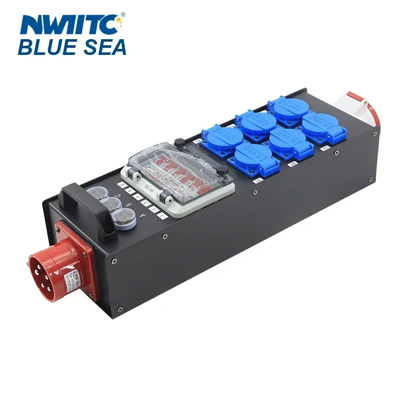 2025 Premium Products 32A 5pin In And Out 6 Road 16A Waterproof Europe Output Power Distributor