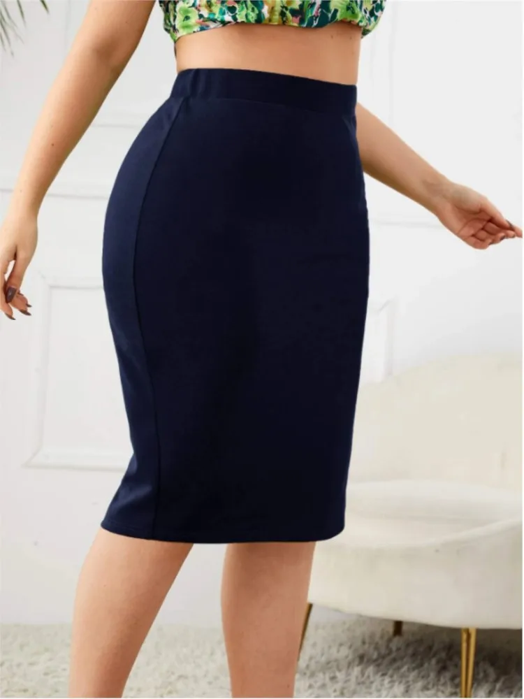 Plus Size wiosna lato Mini spódnice Bodycon damska dzielona moda Sexy Slim spódnice dla pań wysoka talia kobieta spódnice biurowe