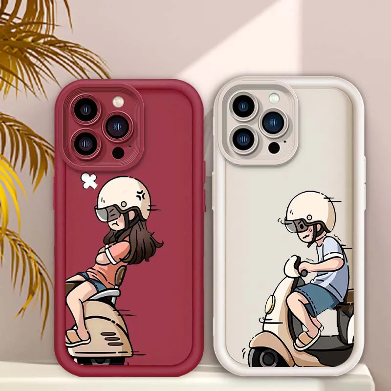 

Popular Couples Boy Girl Art For Apple iPhone 17 16 15 14 13 12 11 Pro Max Plus Eye Ladder Soft TPU Cover Phone Case
