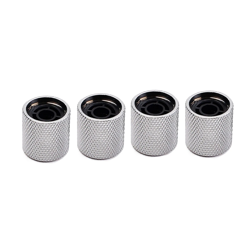 

4 pcs Flat headed Guitar Control Knobs Volume Tone Cap Replacement Metal Plated Easy Install for Electric Bass Circuit