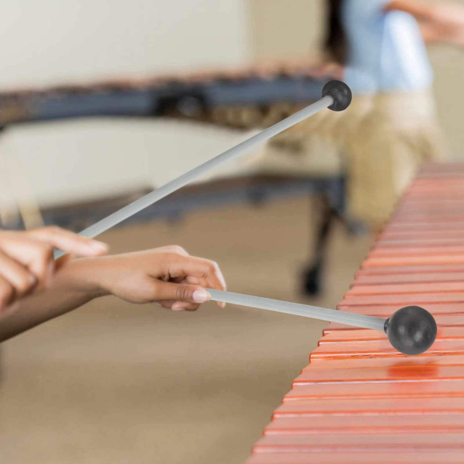 

2pcs Soft Head Marimba Mallets Rubber Percussion Sticks Double-Head Drumsticks For Xylophone Chimes Bells Lightweight Durable