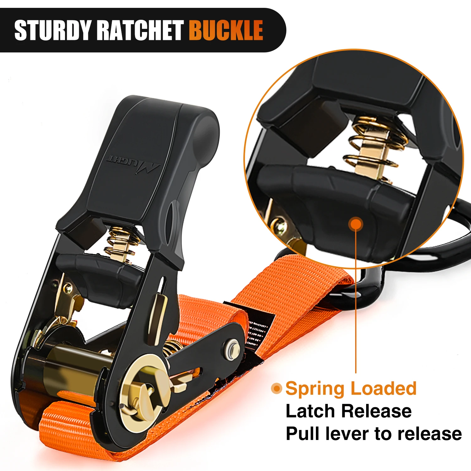 Nilight Ratchet Tie Down Straps 4500Lbs Max Break Strength 1”×15’ Heavy Duty Motorcycle Straps with S Hooks Rubber Handle and 1” ×12’ Soft Loop for UTV Motorcycle Moving Securing Cargo (Orange 4 Pack)