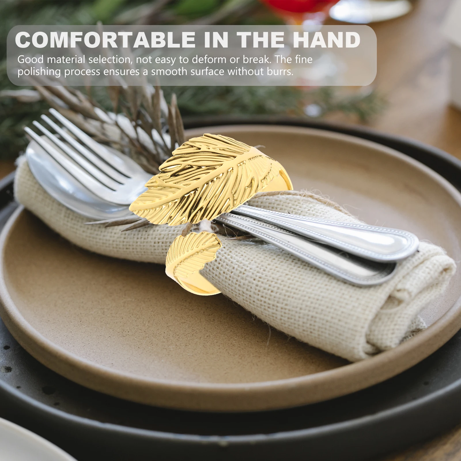 

6 Pcs Napkin Ring Dining Room Table Decor Holders for Party Christmas Golden Banquet