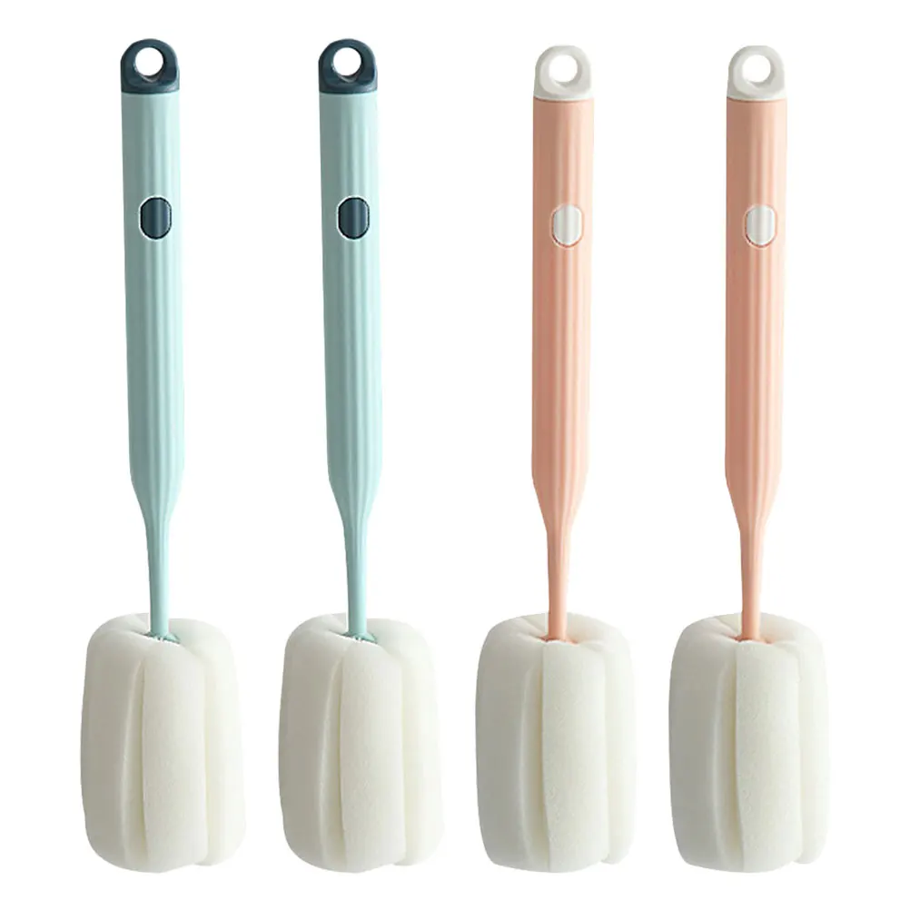 

4pcs Sponge Bottle Brushes Multifunctional Cup Cleaner Soft Handle For Baby Bottles Cups Kettles Vacuum Flasks Coffee Mugs Water