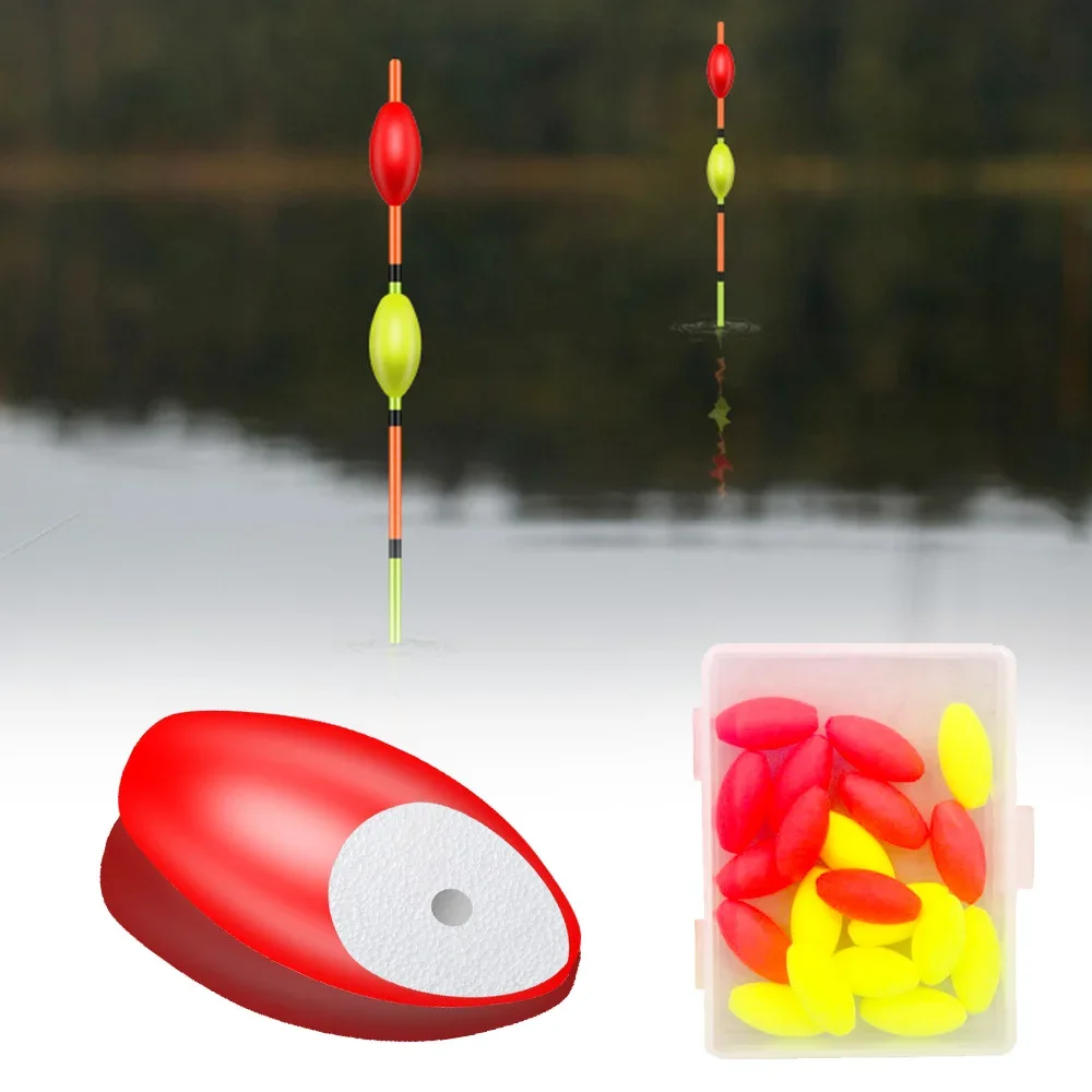 20pcs Fluorescent Fishing Floating Bobbers Buoyancy Balls Float Fluorescent Drift Ball Foam EVA Red DIY Fishing Tackle