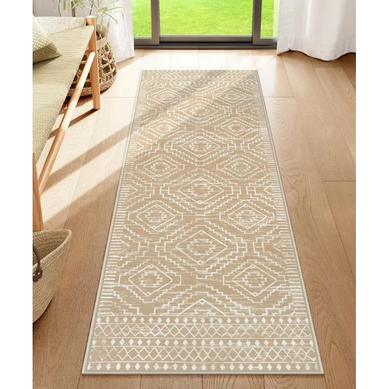 Southwestern Tribal Geometric Area Rug, Vintage Non Slip Washable Durable Mat For Entry Hall Kitchen Bedroom Home Decoration