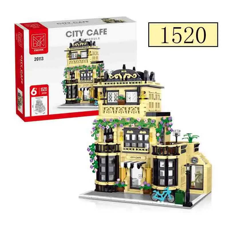

MOC Exquisite European architecture coffee shops city streets retro houses building blocks DIY toys children's gifts