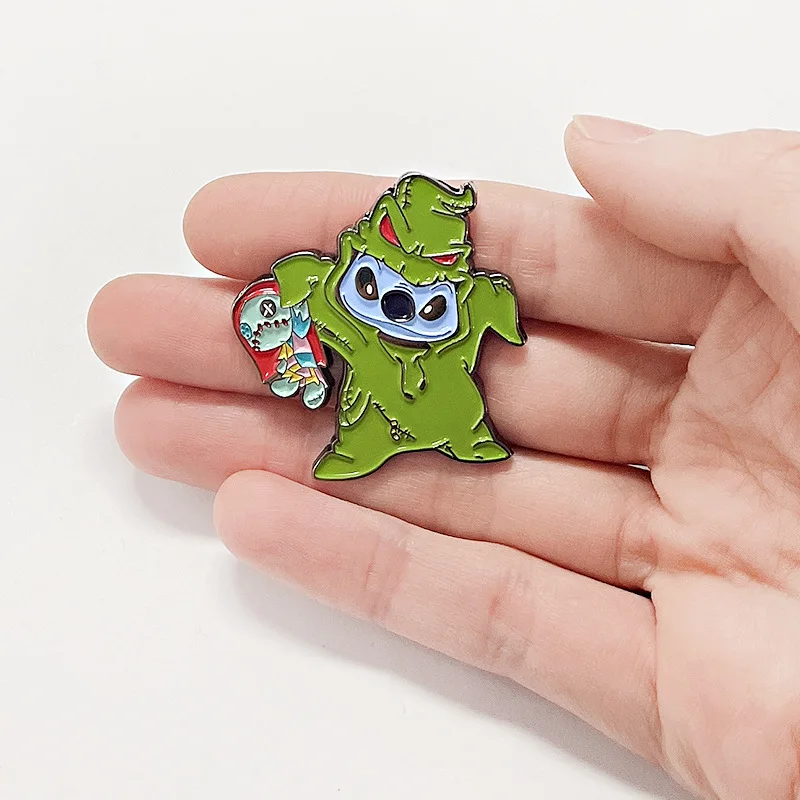 MINISO The Nightmare Before Christmas Sally Oogie Boogie Stitch Cosplay Costume Metal Badge Pin Alloy Brooch Accessories Props