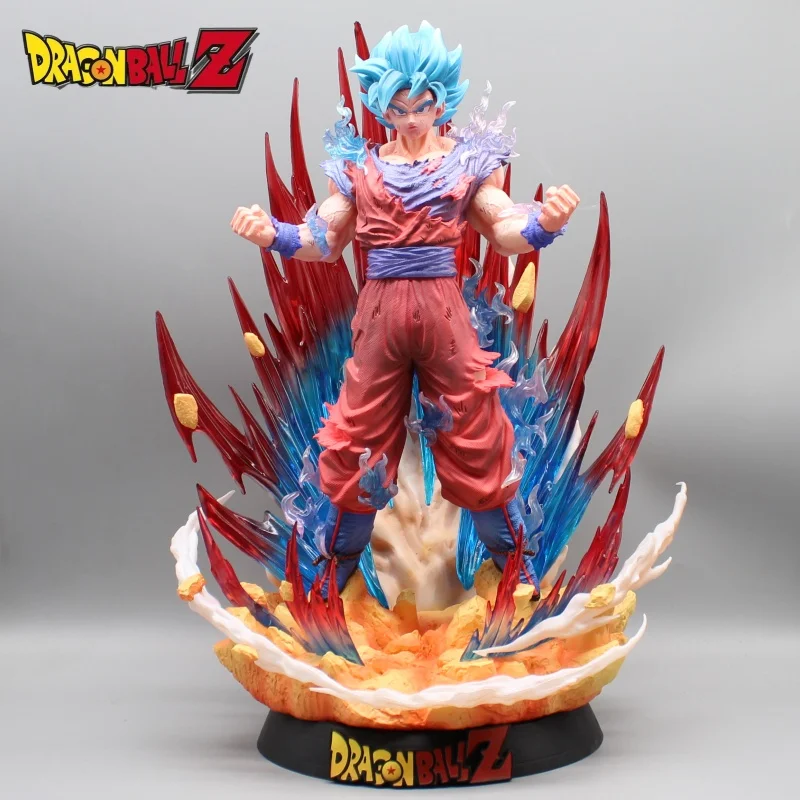 Pre-Sale 39cm Dragon Ball Z Gk De Yin Super Blue World King Fist Sun Wukong Spring Explosive Gas Saiyan Handmade Model Toy Gift