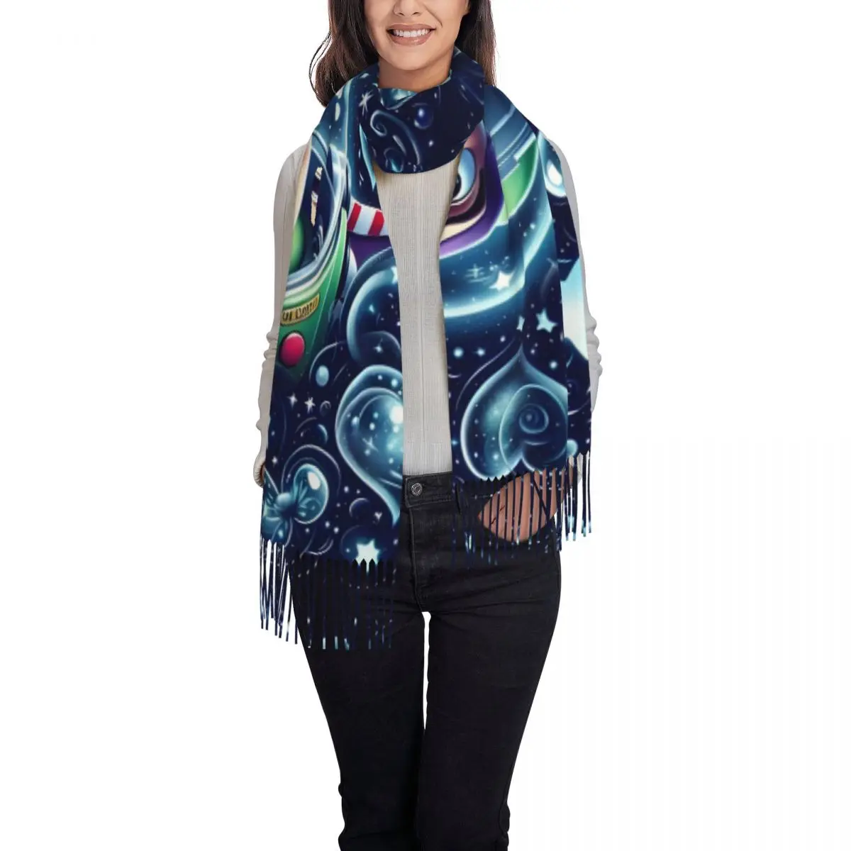 مخصص طباعة قصة لعبة الطنانة الخفيفة وشاح الرجال النساء الشتاء الدافئة الأوشحة الكرتون لطيف أنيمي شال التفاف