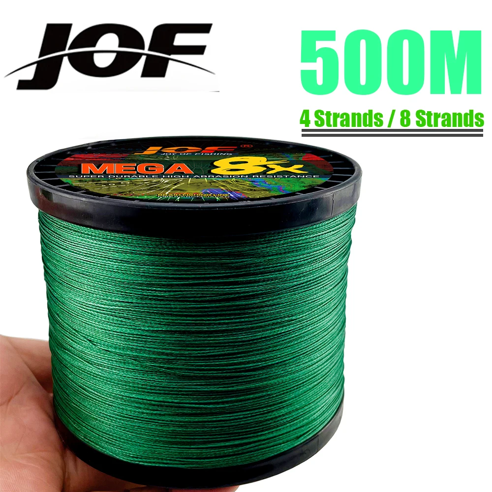 JOF 500M PE Braided Fishing Line X4 X8 Strands 10-80LB Durable Multifilament Super Smooth for Carp Saltwater Cord 0.11mm-0.5mm