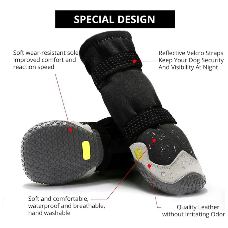 

SYW-Dog Shoes Road Non-Slip Dog Boots Sole Protection Rainy Snow Boots Waterproof Dog Shoes