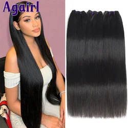 28 30 Zoll Knochen Glattes Echthaar Bundle Deal Peruanische Haarwebart Extensions 1/3/4 PCS Rohes Haar Gerade Verlängerung Großhandel