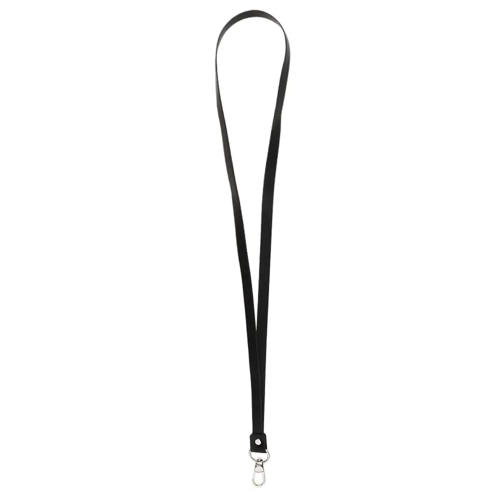 Durable PU Leather Lanyard with Clip Metal Hook Card Holder Neck Strap for Meeting or Convention