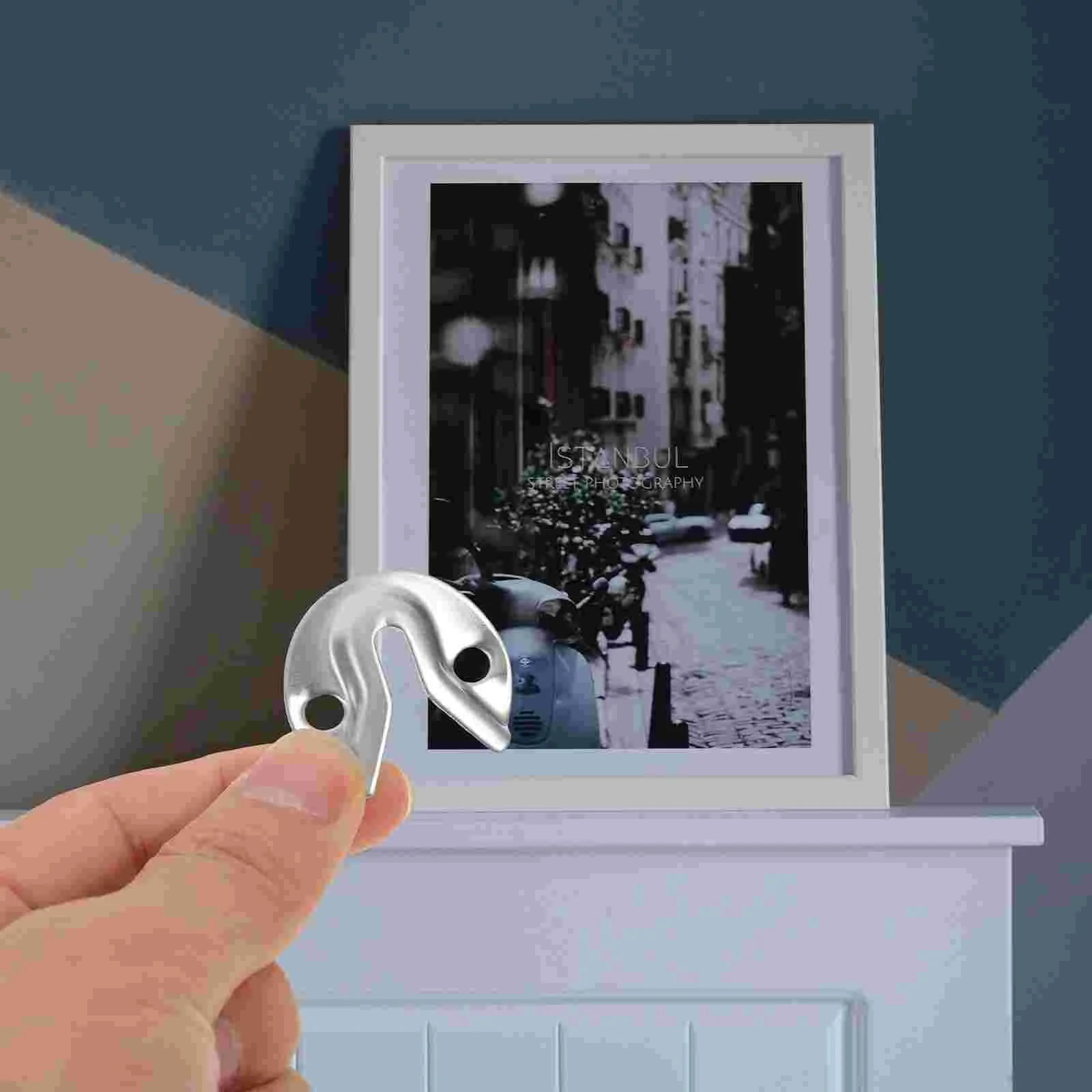 10pcs Picture Hangers Metal Interlocking Hooks for Frame Mirror Furniture Smooth Edge Wall Mount Bracket Hardware