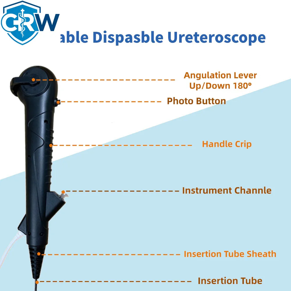 CRW 6.3Fr 7.5Fr 2.75mm 2.85mm Ureteroscope Digital    Wide Bending Angle Borescope for Vet
