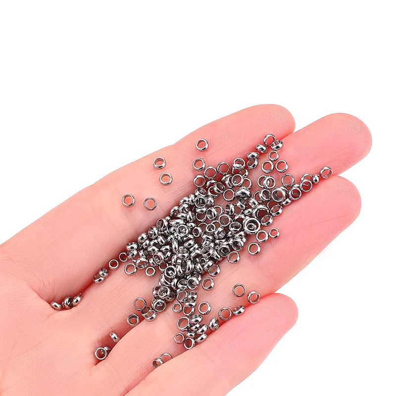 100Pcs Positioning Big Hole Stainless Steel Stopper Spacers Crimp End Beads For DIY Jewelry Making Necklace Bracelet Connectors