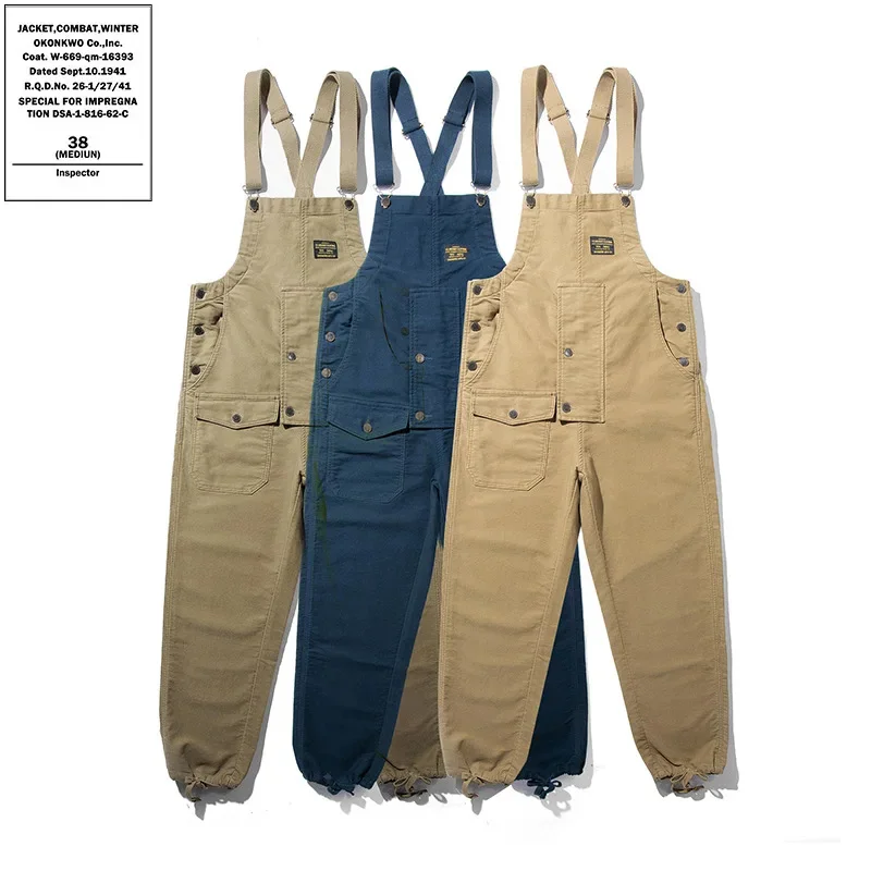 

OKONKWO Deck Pants Overalls Suspenders Worker Moleskin Couple Jumpsuit Outdoor BBQ Fishing Hunting Cargo Trousers Tooling