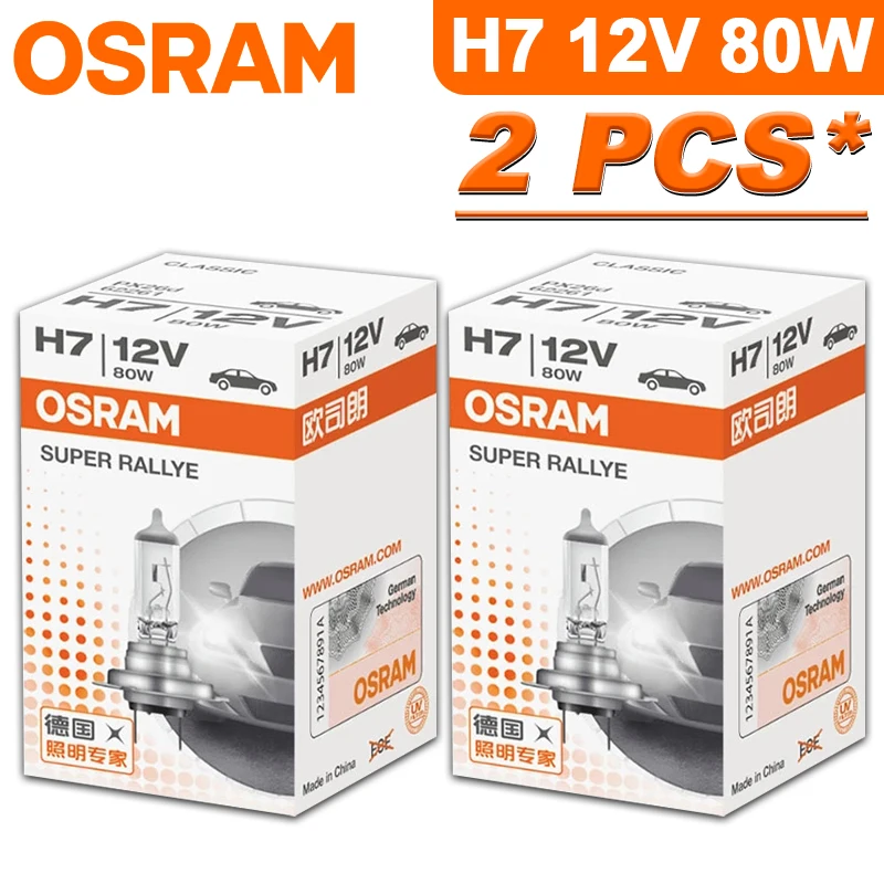 OSRAM H7 Halogen Bulbs 80W 62261 Car Lamps Bombilla PX26d Base Low Beam Fog Light Conversion 3200K Yellow Original OEM Quality