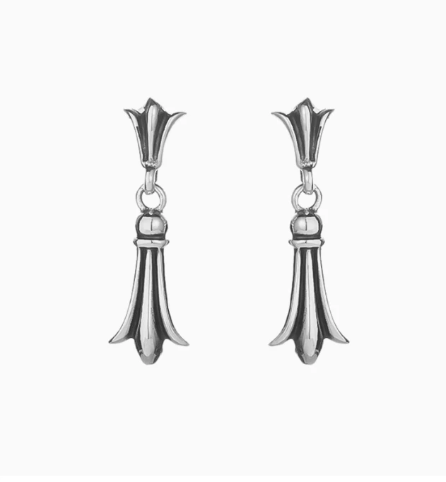 Iris cross flower stud earrings sterling silver high-end trendyniche styleelegantretrostylish earrings 925 silver