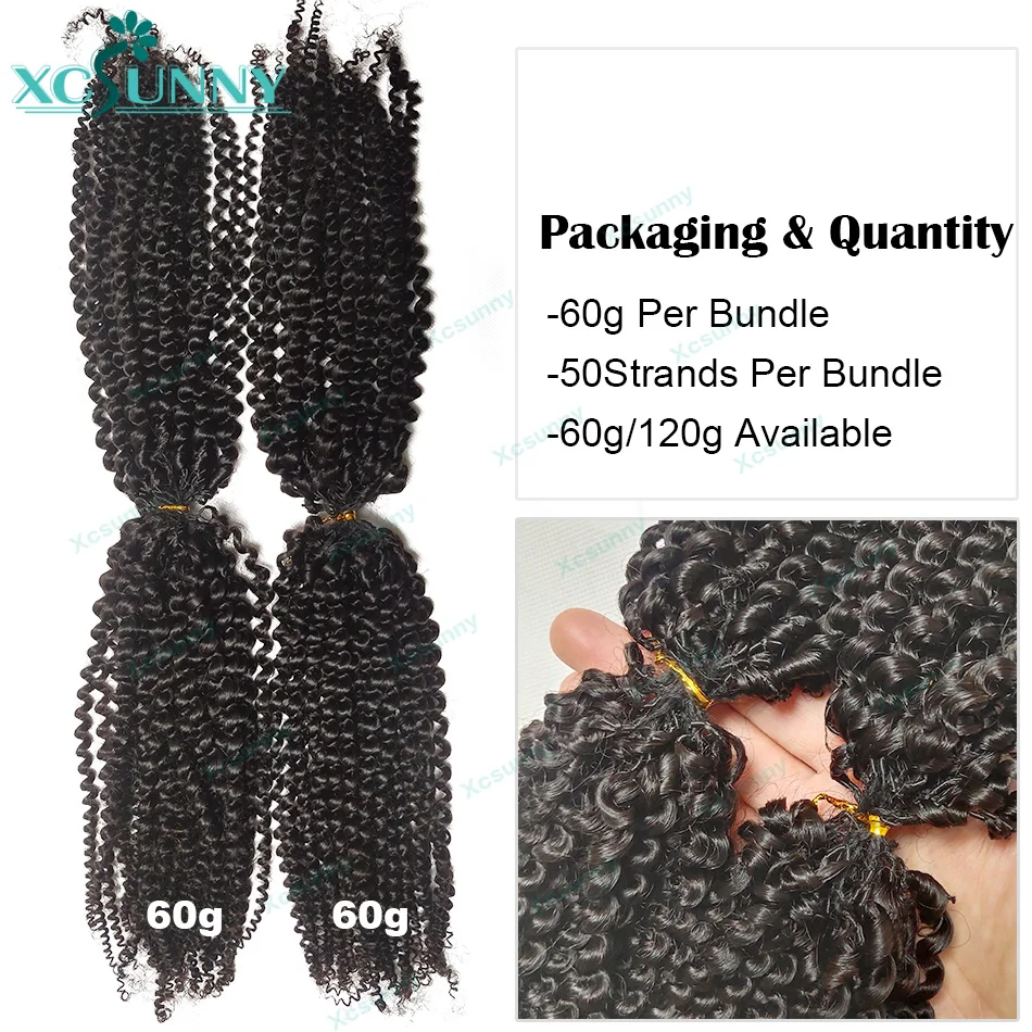 Crochet Human Hair Extensions Kinky Curly Pre-Separated Invisible Knotless Crochet Human Hair With String Loop In The Middle