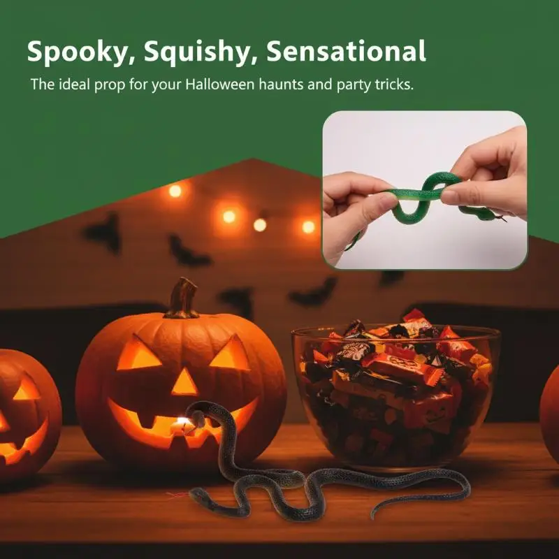 Realistische Gummi-Fake-Python-Schlange, 40 cm, lebensechte Simulations-Schlange, Schreck-Requisite für Halloween, Scherzartikel, Vogelabwehr für den Garten – Detail 13