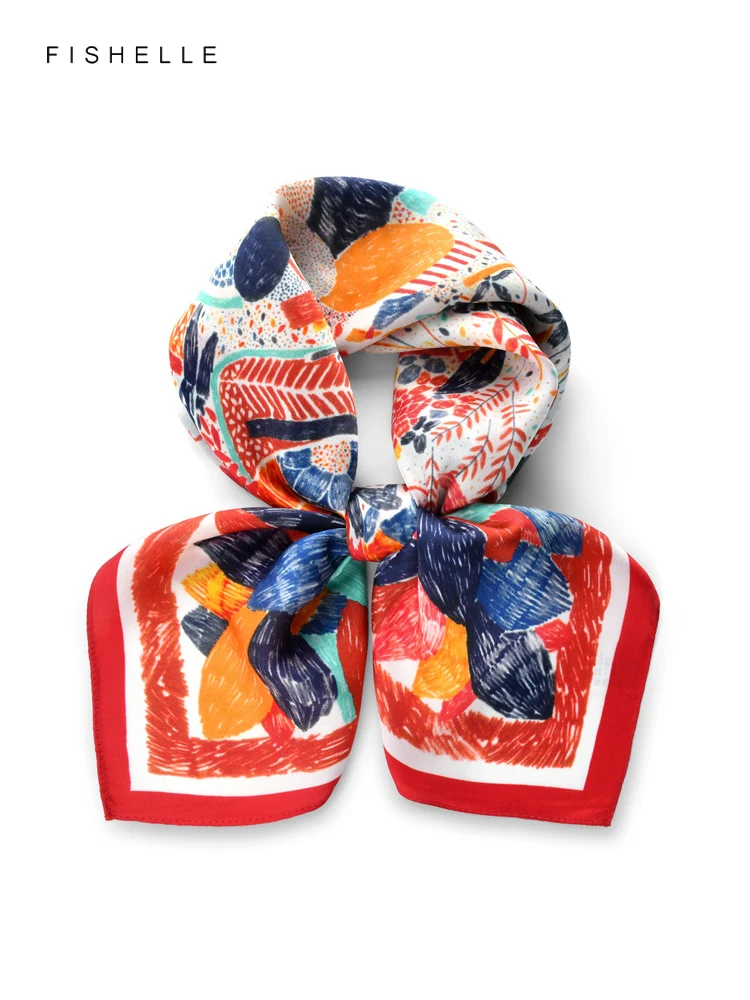 

Red garden 100% natural real silk scarves small square scarf smooth hijab shawl gifts headband 65cm women wrap neckerchief tie
