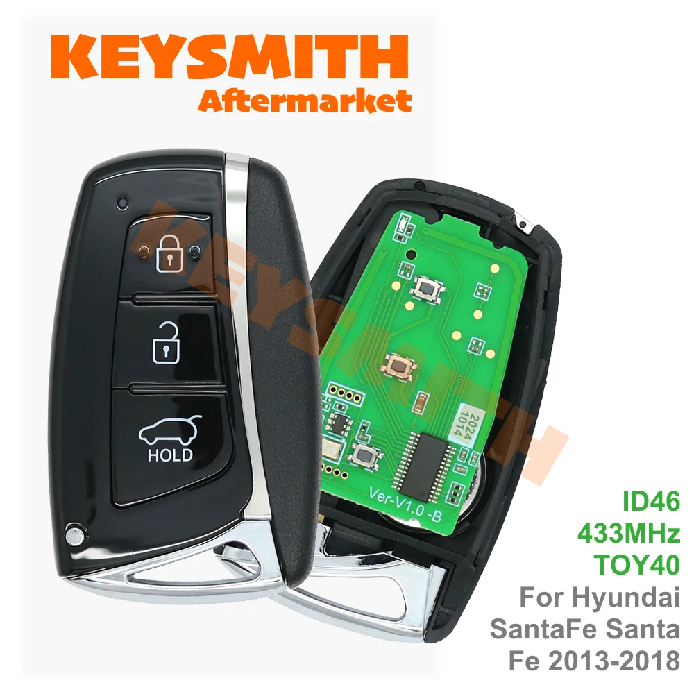 KEYSMITH 3-Button Smart Remote Car Key Fob For Hyundai Santa Fe IX45 Genesis Azera 2012-2017 433MHz ID46 Chip