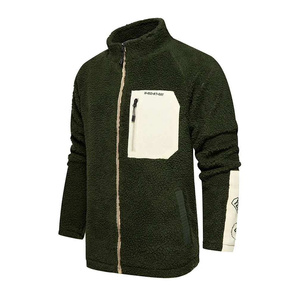 

Men Fleece Thick Hiking Jacket Down Cotton Waterproof Winter Windbreaker Outdoor Warm Camping Zipper Jacket Coat