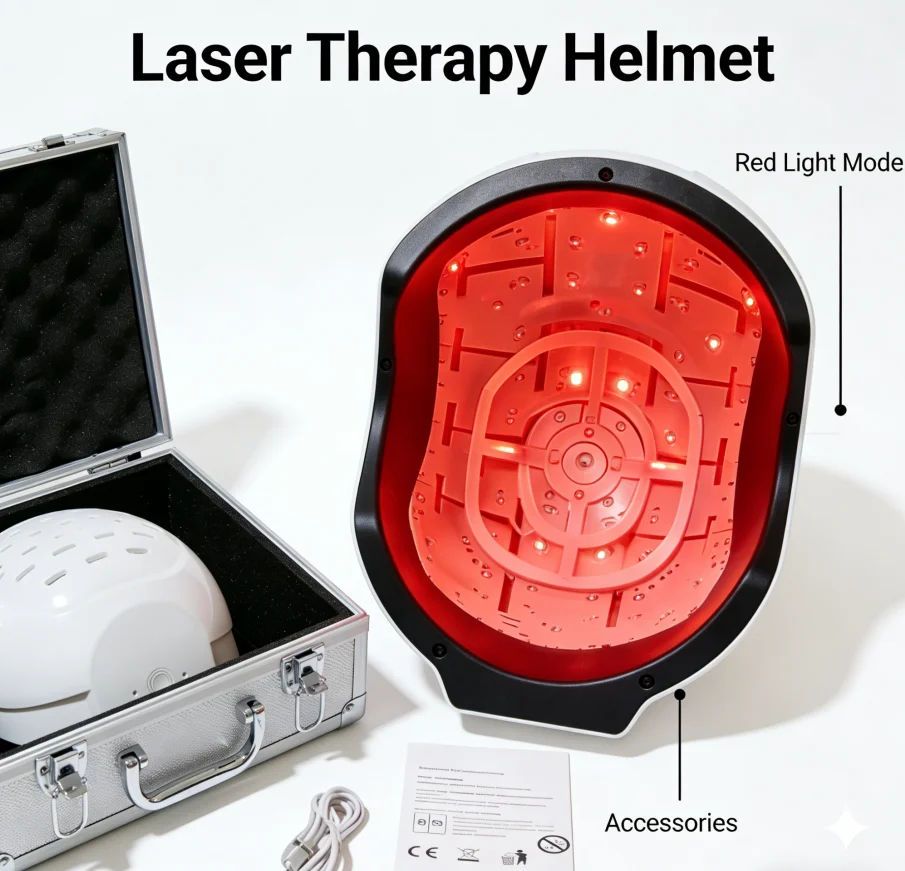 

Мощный лазерный шлем для роста волос COZING-C300, 6750 мВт, 300 светодиодов, ЖК-экран, пульт ДУ, безболезненное лечение кожи головы