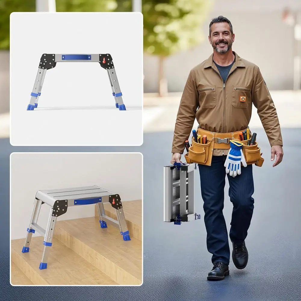 مقعد ألومنيوم بارتفاع قابل للتعديل للبالغين - خفيف الوزن، محمول، جاهز للاستخدام في الهواء الطلق، يحمل ما يصل إلى 440 رطلًا #5